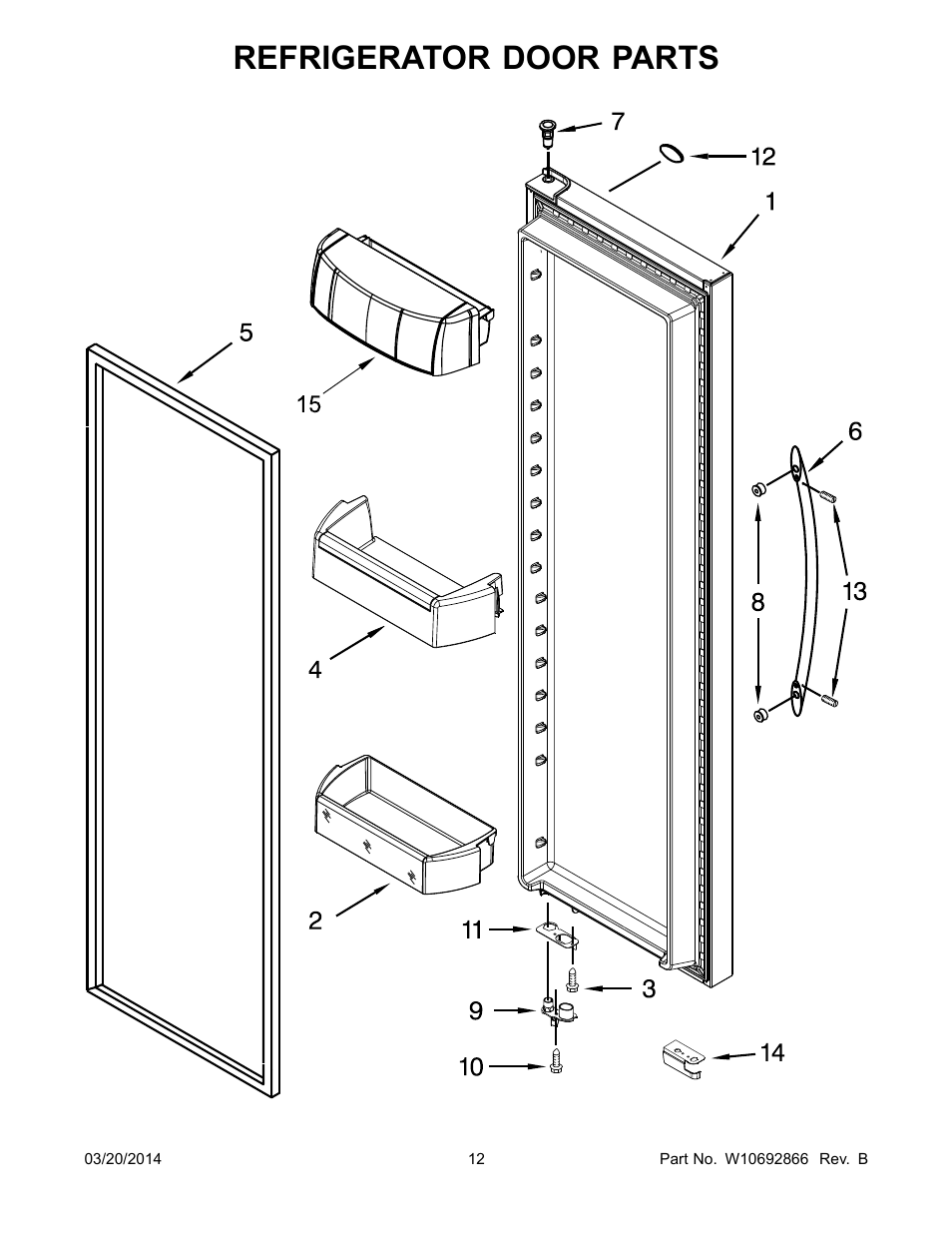 Refrigerator door parts | Whirlpool WRS571CIDM User Manual | Page 12 / 24