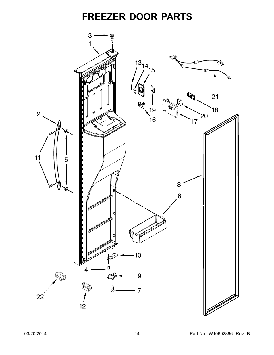 Freezer door parts | Whirlpool WRS571CIDM User Manual | Page 14 / 24