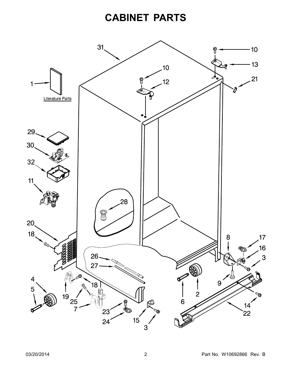 Cabinet parts | Whirlpool WRS571CIDM User Manual | Page 2 / 24