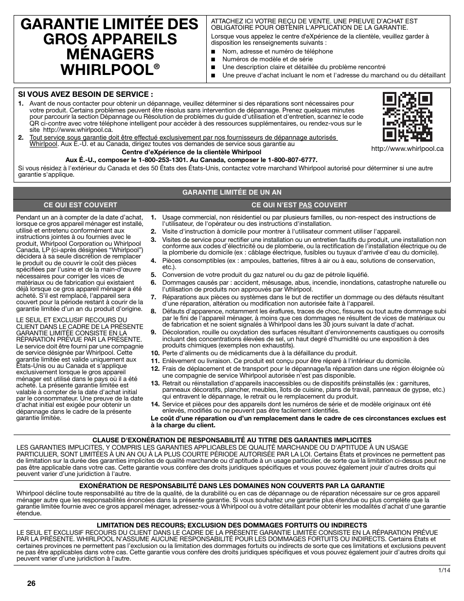 Whirlpool UXT3030ADW User Manual | Page 2 / 3