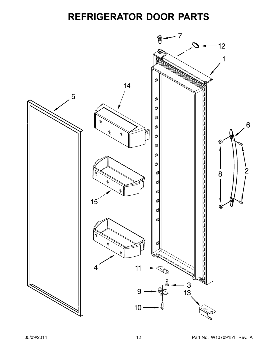 Refrigerator door parts | Whirlpool GSC25C6EYY User Manual | Page 12 / 24