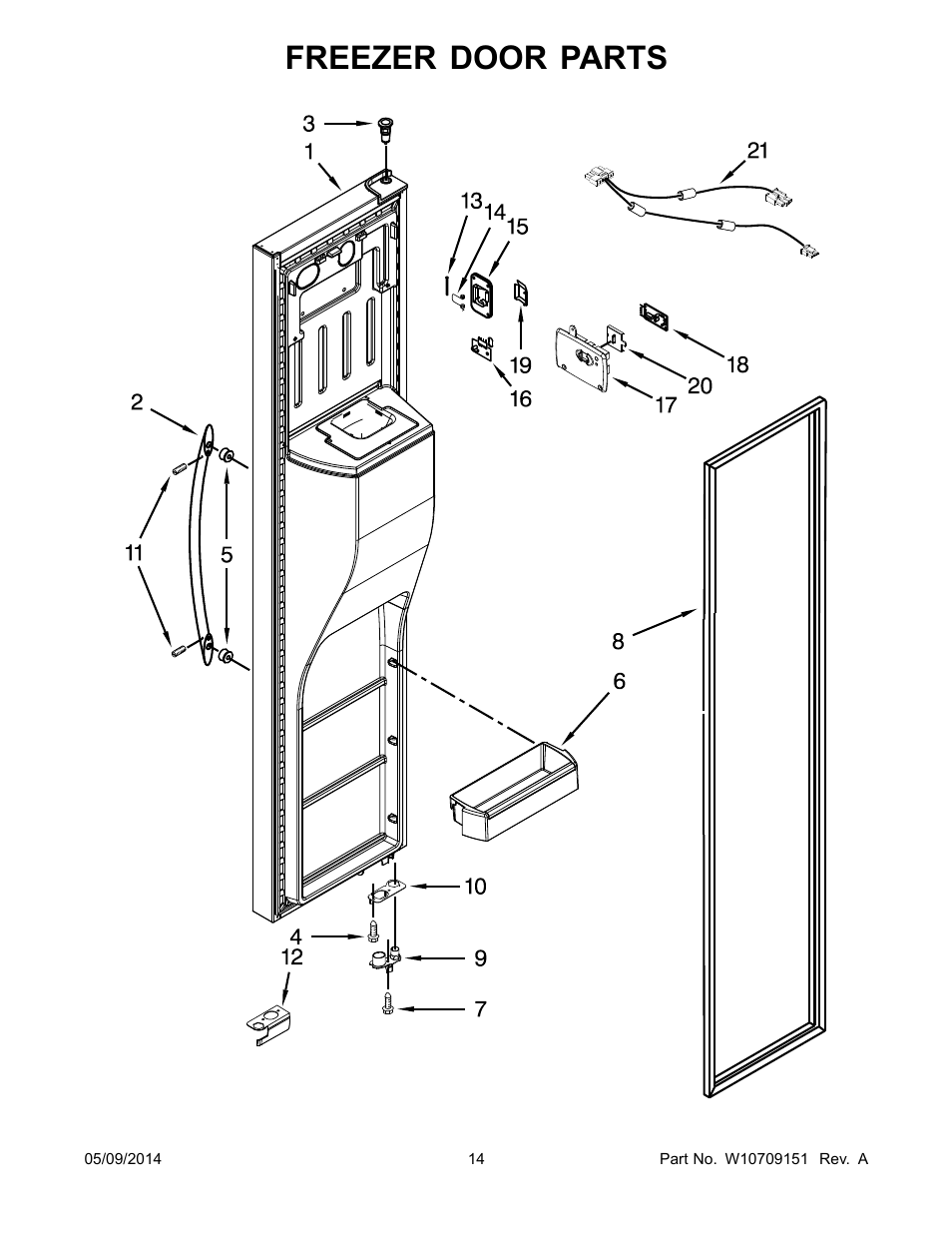 Freezer door parts | Whirlpool GSC25C6EYY User Manual | Page 14 / 24