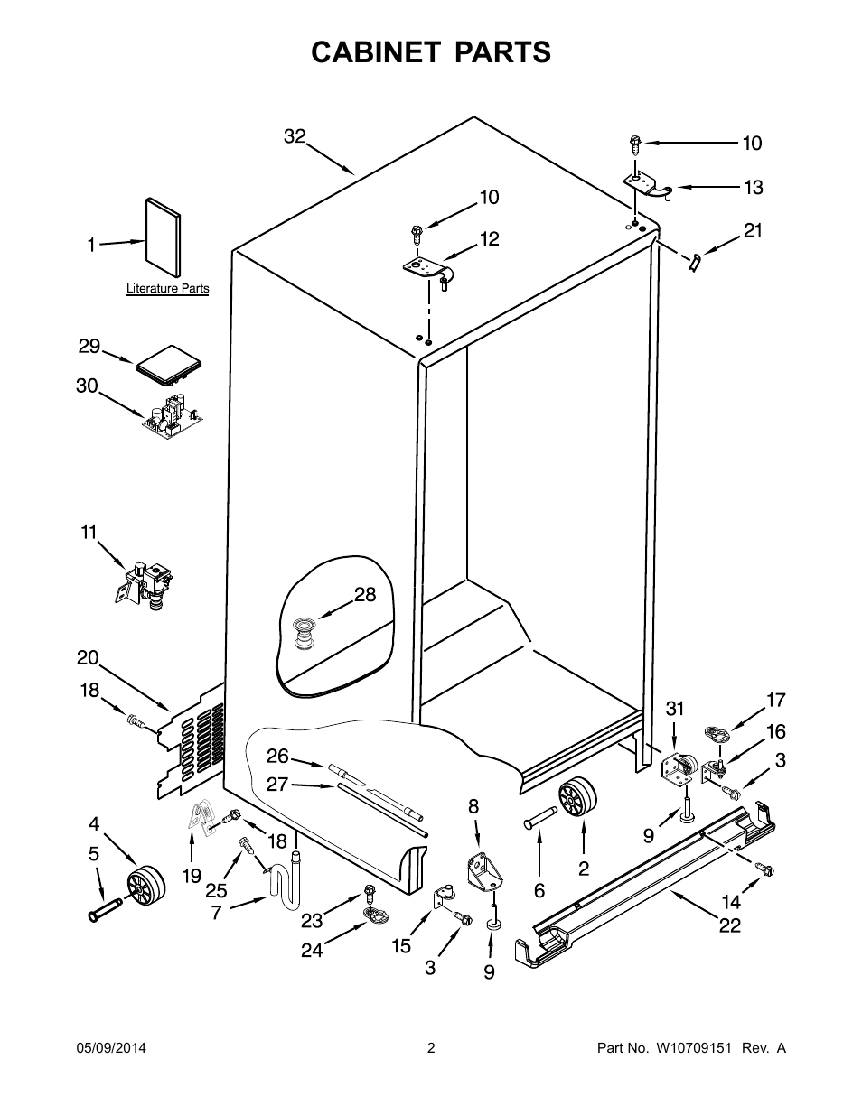 Cabinet parts | Whirlpool GSC25C6EYY User Manual | Page 2 / 24