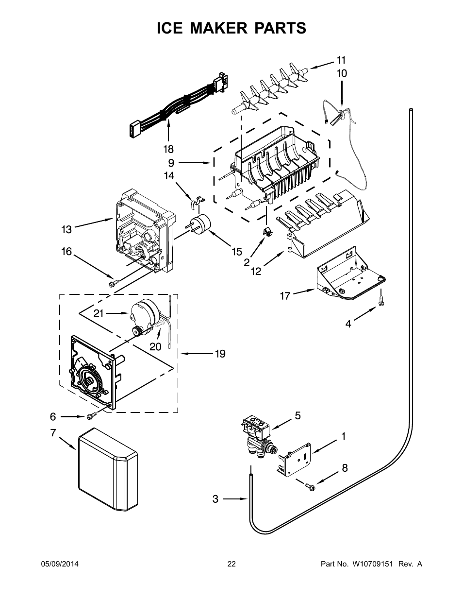 Ice maker parts | Whirlpool GSC25C6EYY User Manual | Page 22 / 24