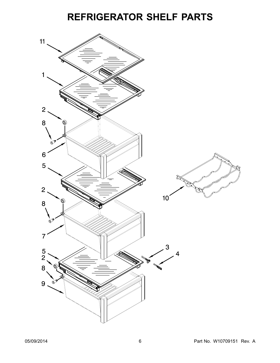 Refrigerator shelf parts | Whirlpool GSC25C6EYY User Manual | Page 6 / 24