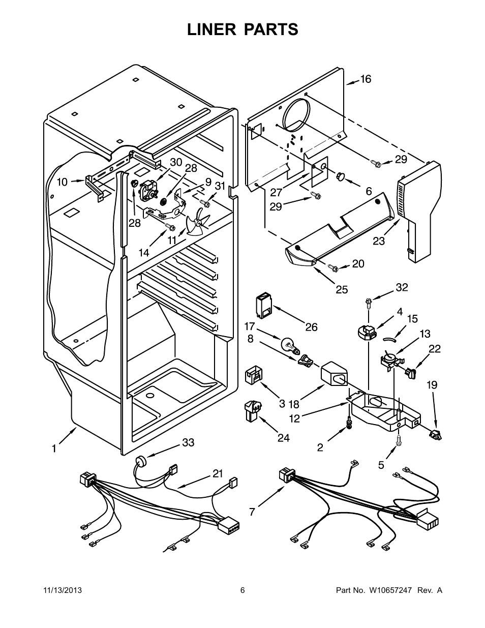 Liner, Liner parts | Whirlpool W8TXEWFYB User Manual | Page 6 / 12