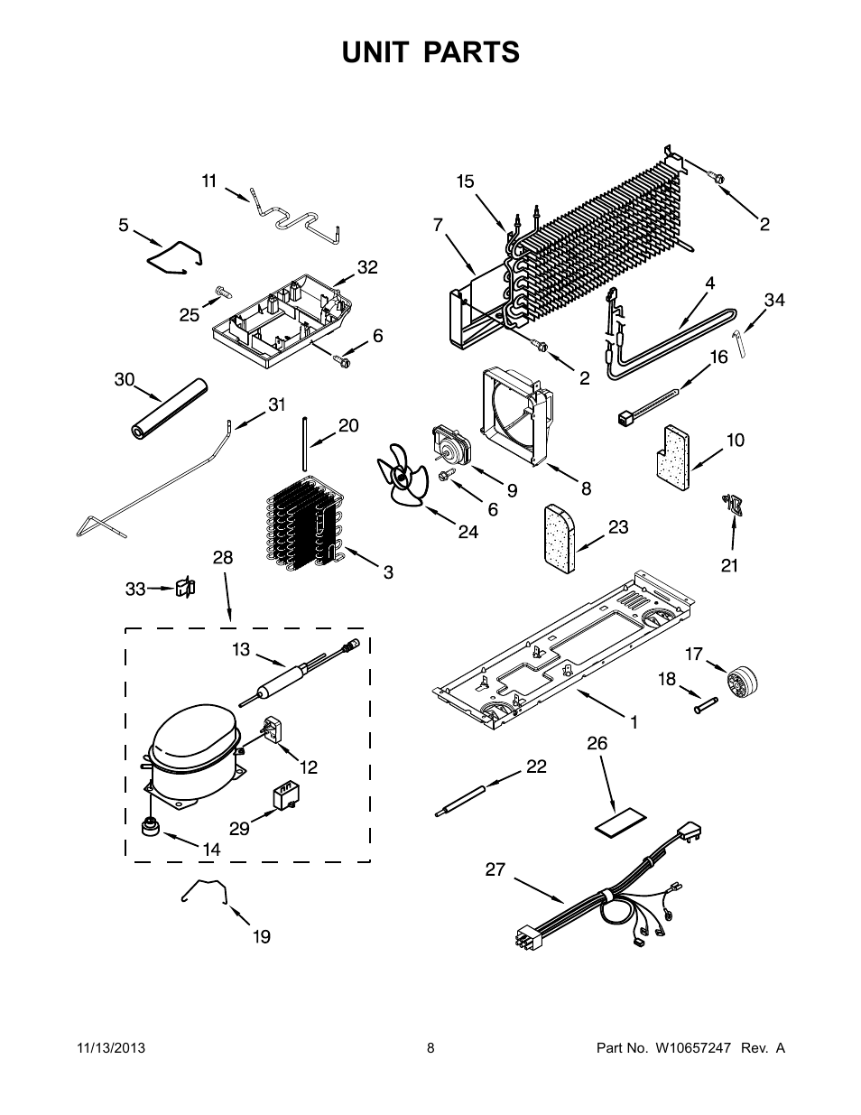 Unit, Unit parts | Whirlpool W8TXEWFYB User Manual | Page 8 / 12