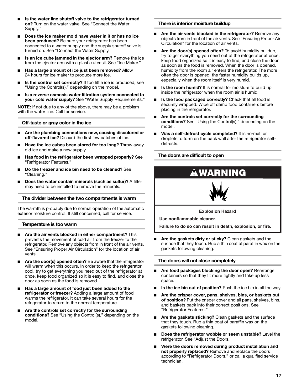 Warning | Whirlpool W8TXNWMBQ User Manual | Page 17 / 56