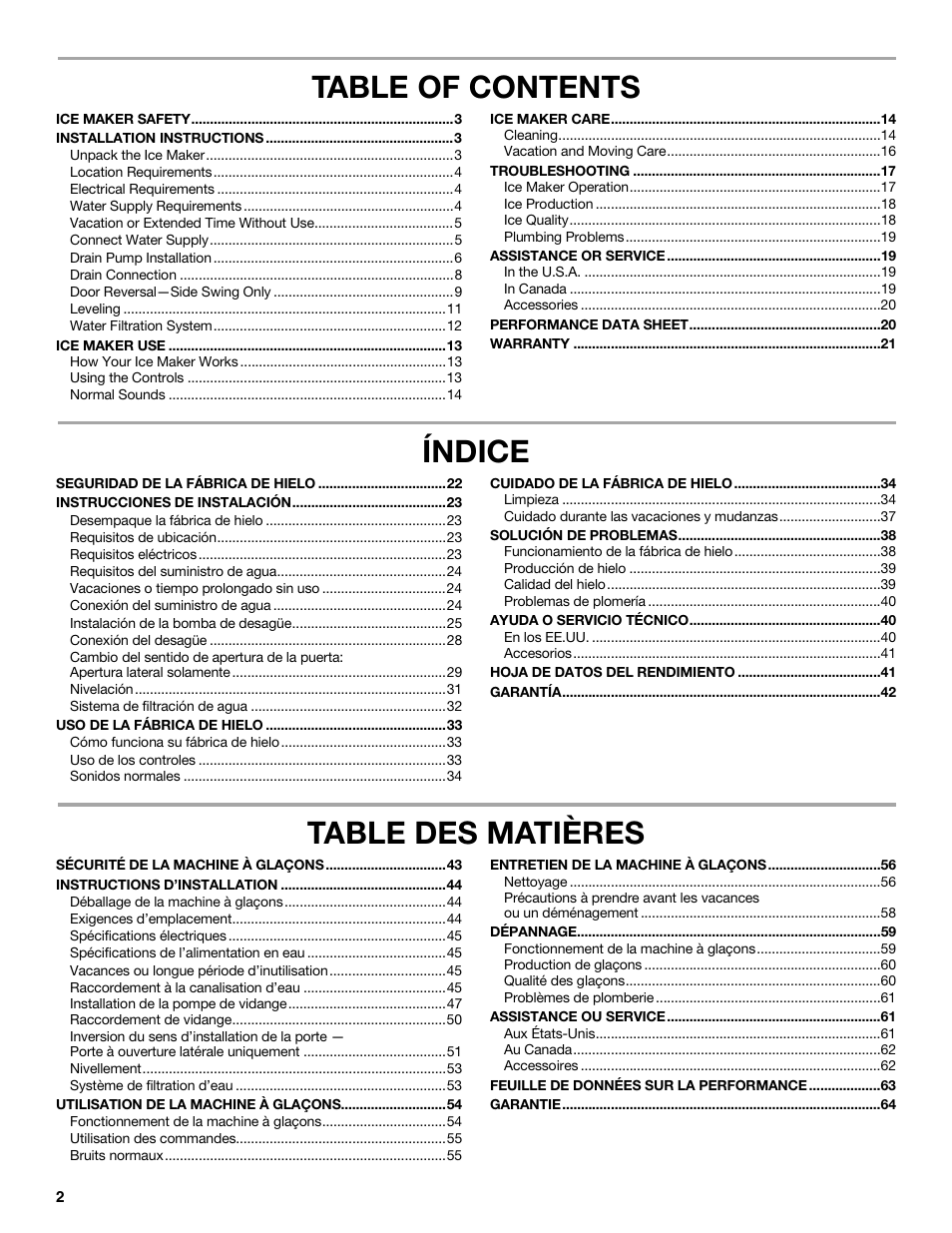 Whirlpool GI15NDXZS User Manual | Page 2 / 64