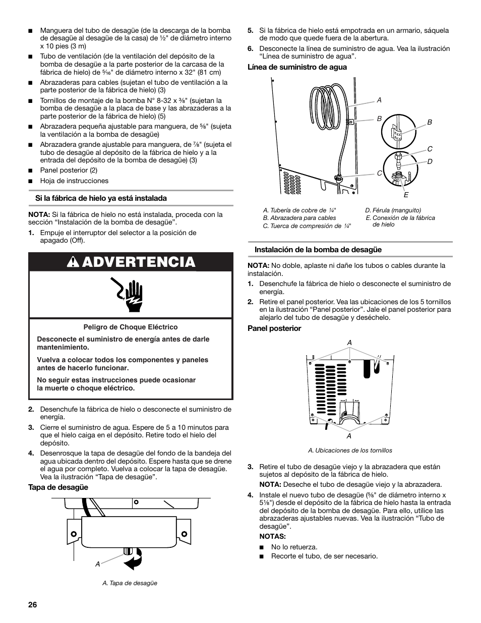 Advertencia | Whirlpool GI15NDXZS User Manual | Page 26 / 64