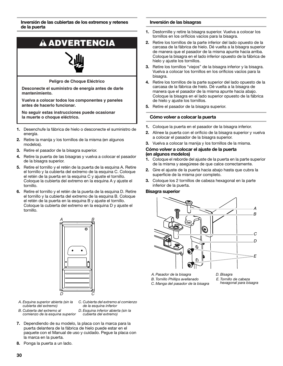 Advertencia | Whirlpool GI15NDXZS User Manual | Page 30 / 64