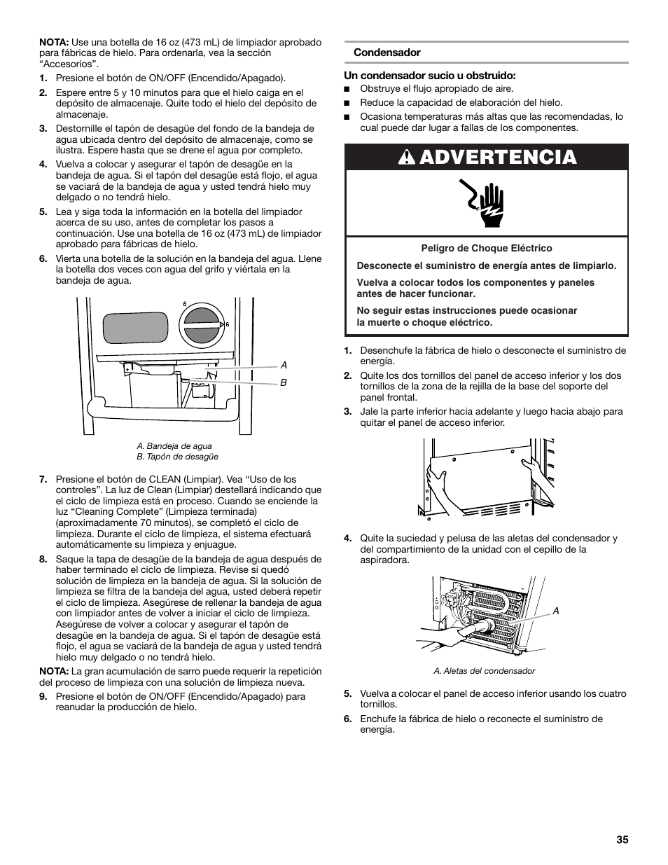 Advertencia | Whirlpool GI15NDXZS User Manual | Page 35 / 64