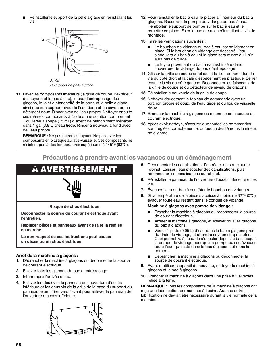 Avertissement | Whirlpool GI15NDXZS User Manual | Page 58 / 64