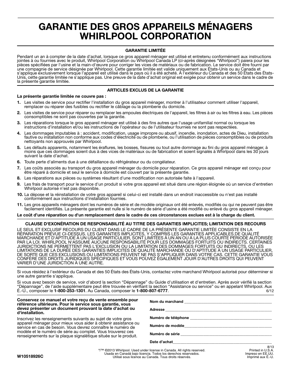 Whirlpool GI15NDXZS User Manual | Page 64 / 64