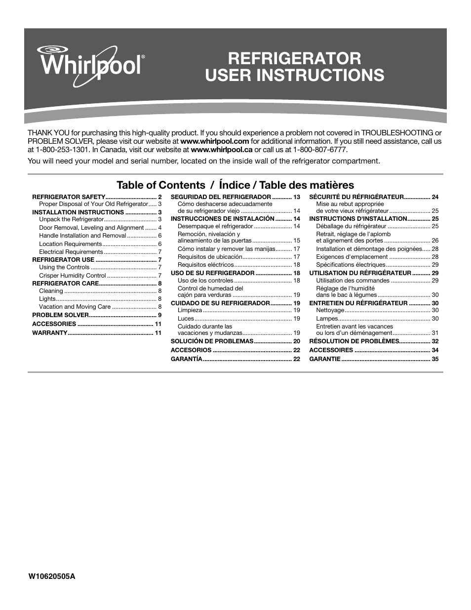 Whirlpool WRS322FNAM User Manual | 36 pages