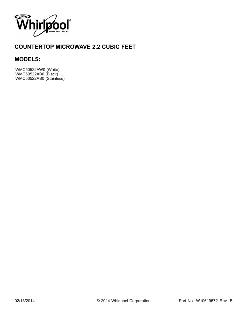 Whirlpool WMC50522AS User Manual | 3 pages