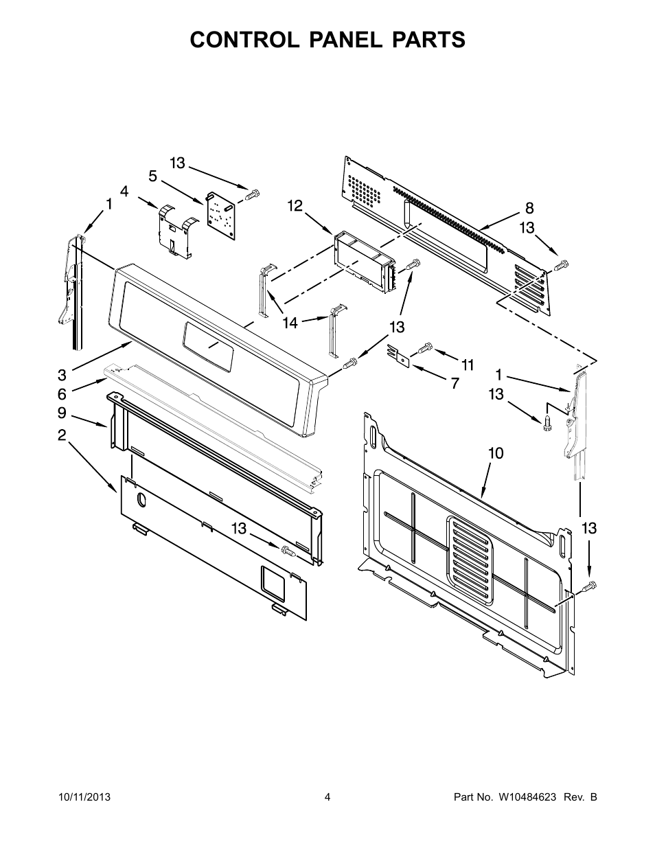 Control panel, Control panel parts | Whirlpool WFG520S0AS User Manual | Page 4 / 14