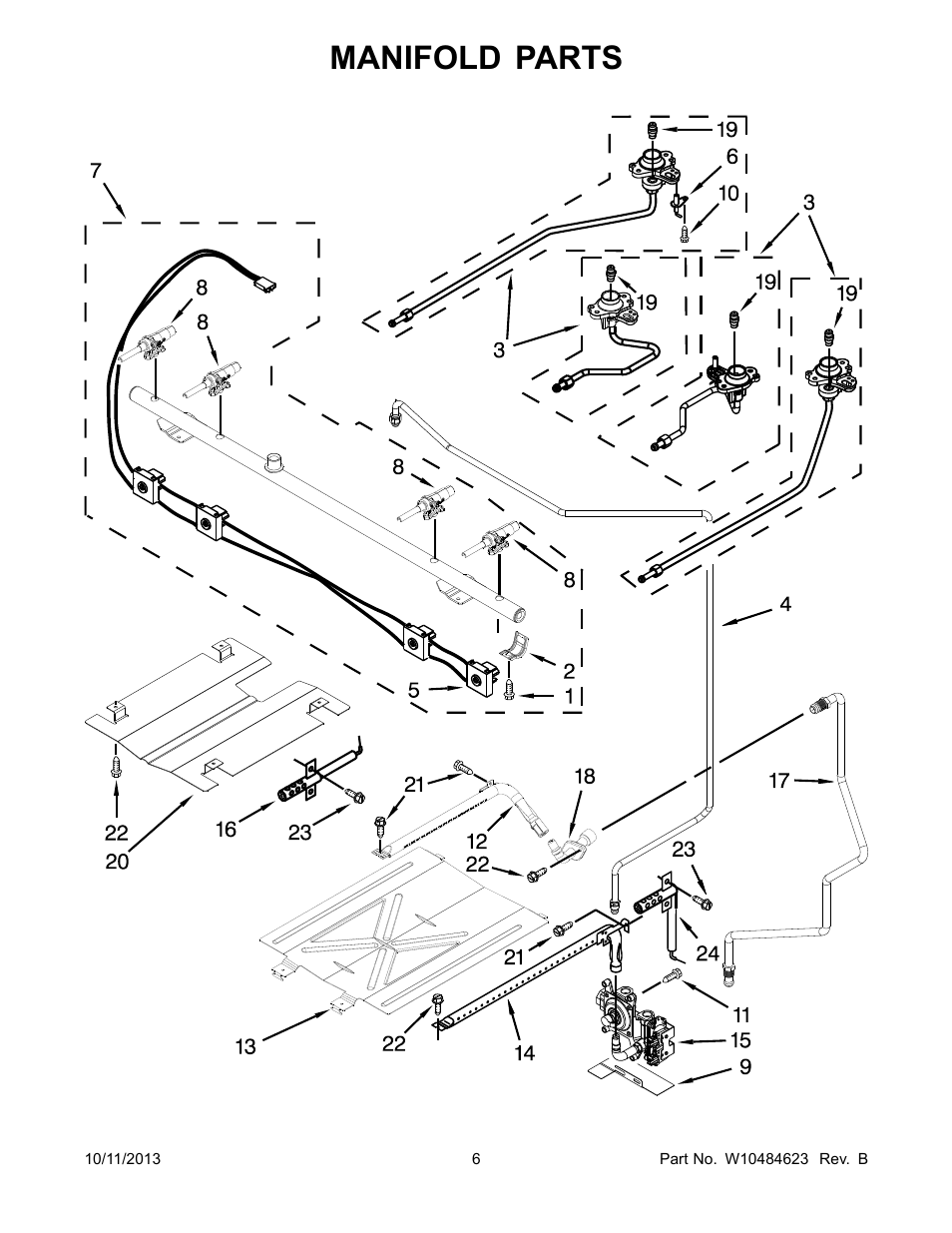 Manifold, Manifold parts | Whirlpool WFG520S0AS User Manual | Page 6 / 14
