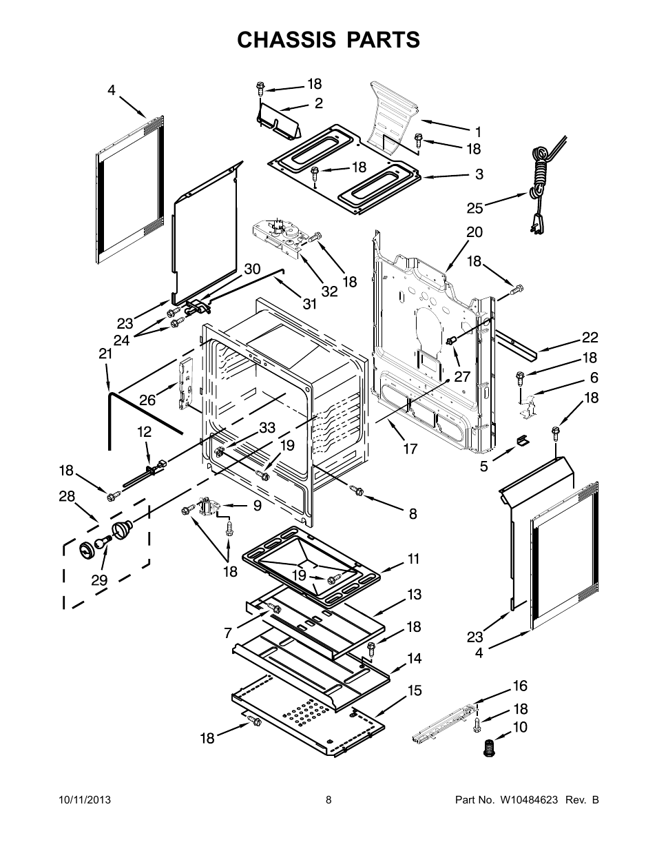 Chassis, Chassis parts | Whirlpool WFG520S0AS User Manual | Page 8 / 14