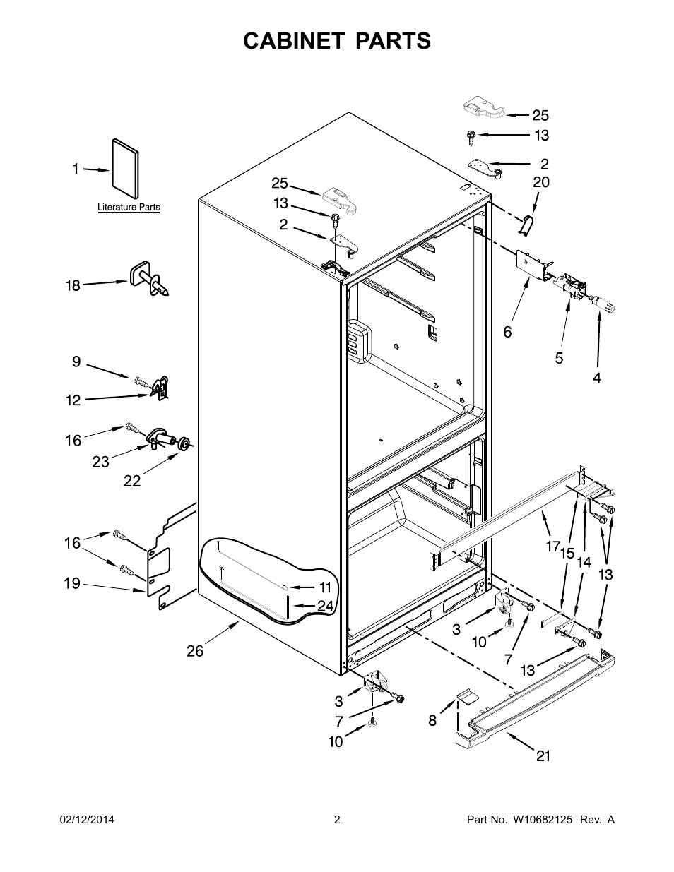 Cabinet, Cabinet parts | Whirlpool WRF560SEYW User Manual | Page 2 / 18