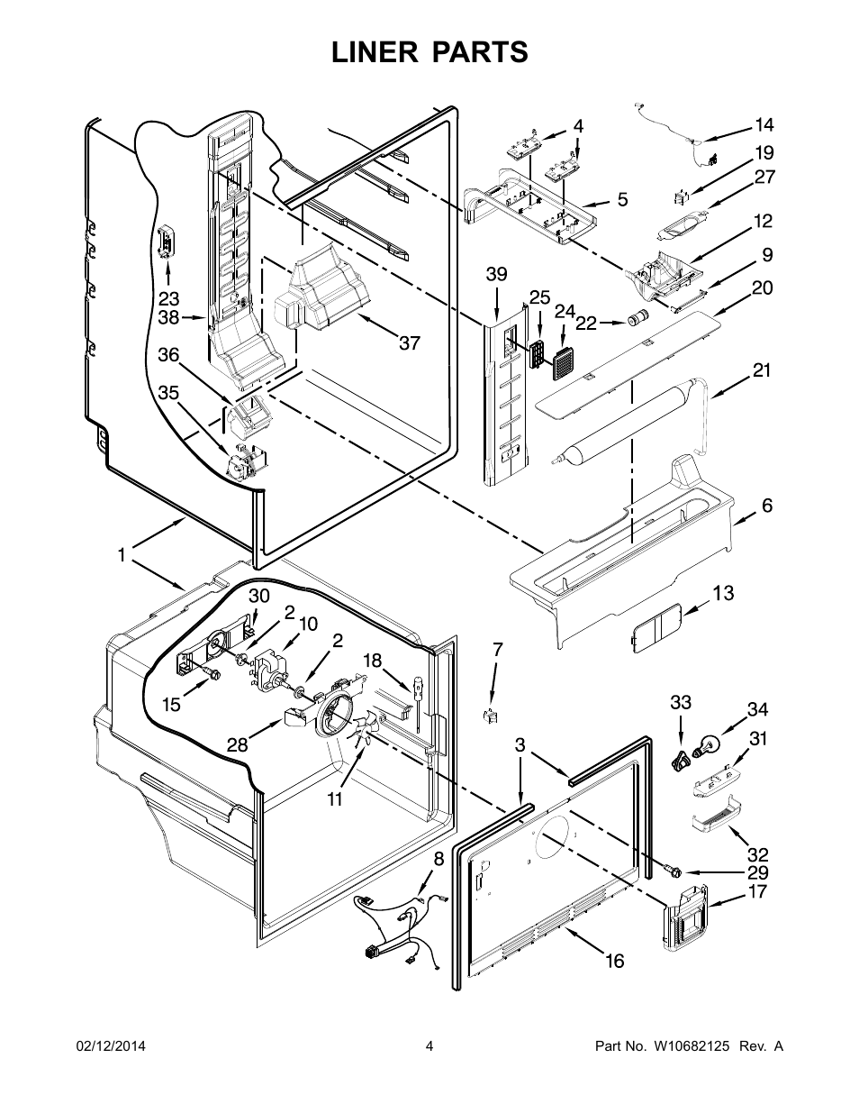 Liner, Liner parts | Whirlpool WRF560SEYW User Manual | Page 4 / 18