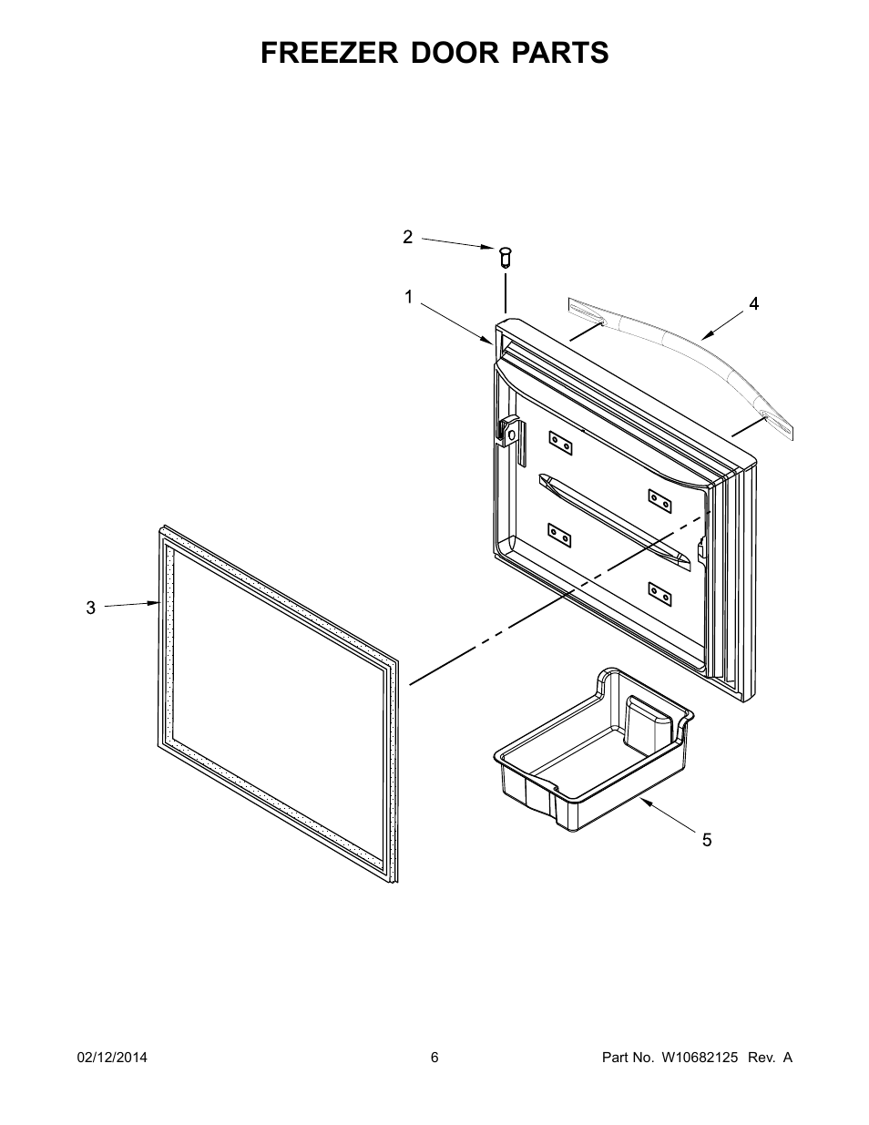 Freezer door, Freezer door parts | Whirlpool WRF560SEYW User Manual | Page 6 / 18
