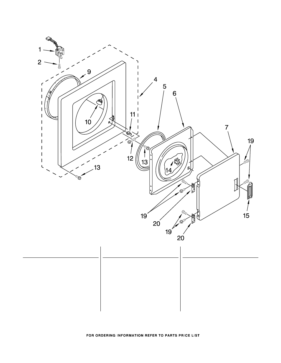 Dryer front panel and door, Dryer front panel and door parts | Whirlpool LTE5243DQ User Manual | Page 2 / 19