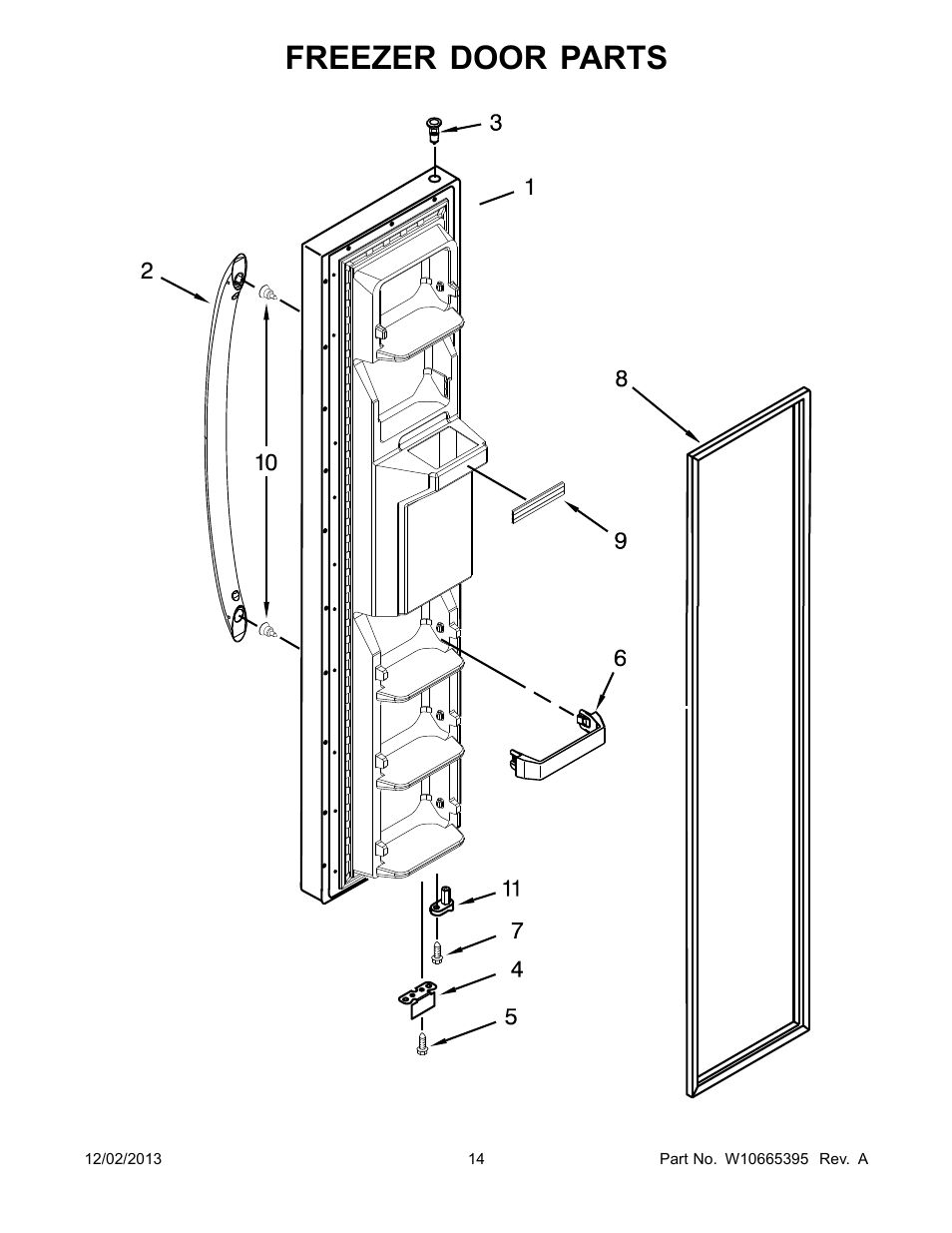 Freezer door, Freezer door parts | Whirlpool WRS322FDAM User Manual | Page 14 / 26