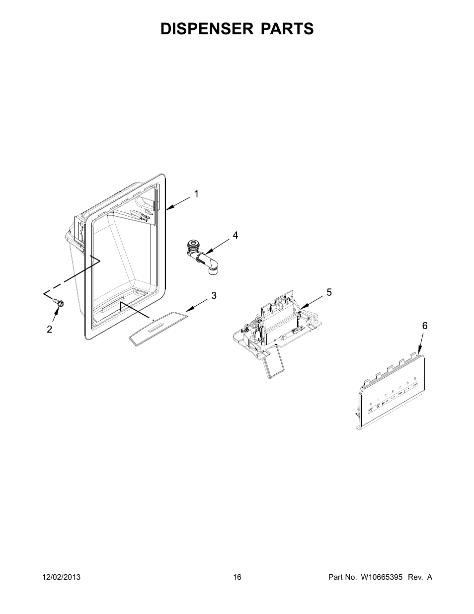 Dispenser, Dispenser parts | Whirlpool WRS322FDAM User Manual | Page 16 / 26