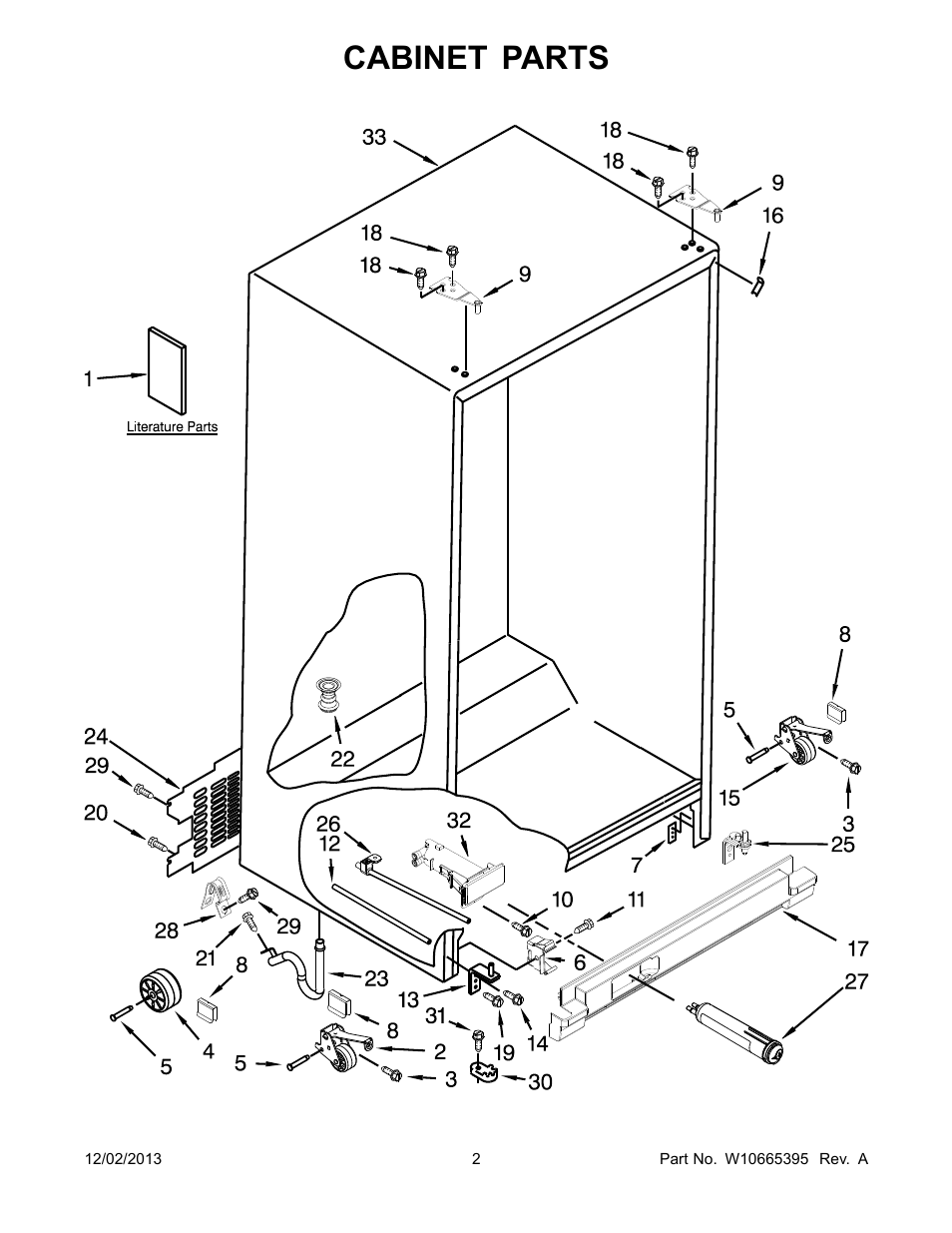 Cabinet, Cabinet parts | Whirlpool WRS322FDAM User Manual | Page 2 / 26