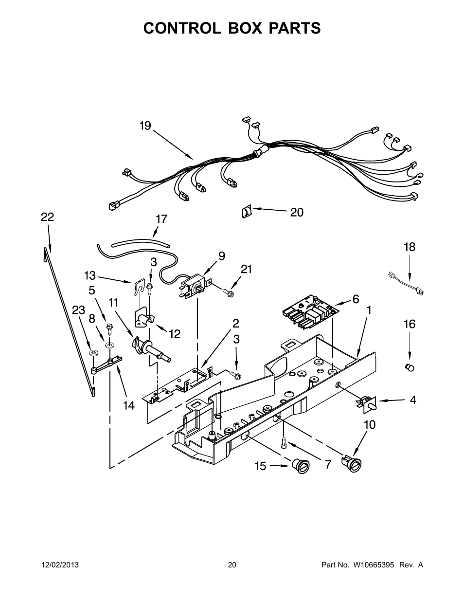 Control box, Control box parts | Whirlpool WRS322FDAM User Manual | Page 20 / 26