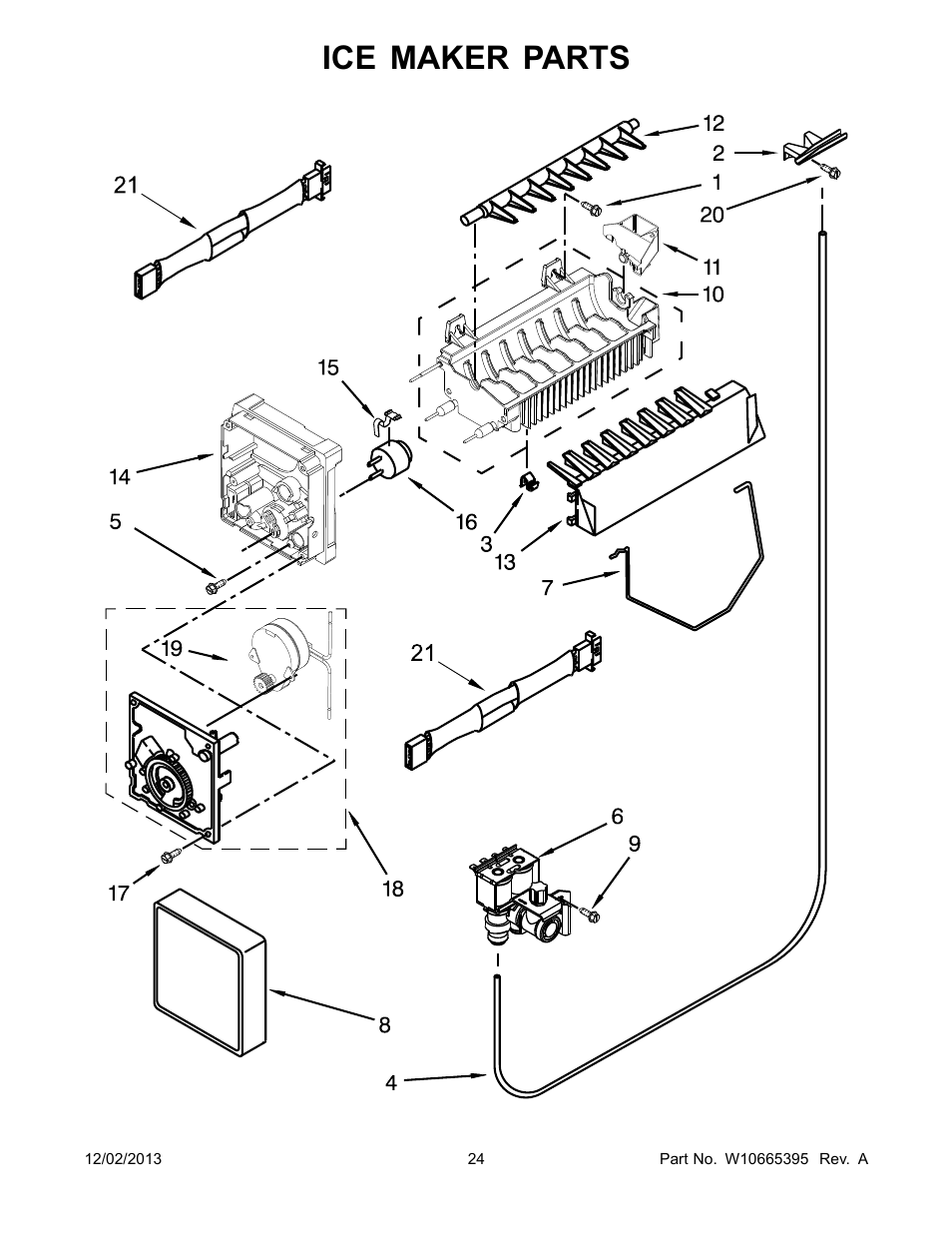 Ice maker, Ice maker parts | Whirlpool WRS322FDAM User Manual | Page 24 / 26