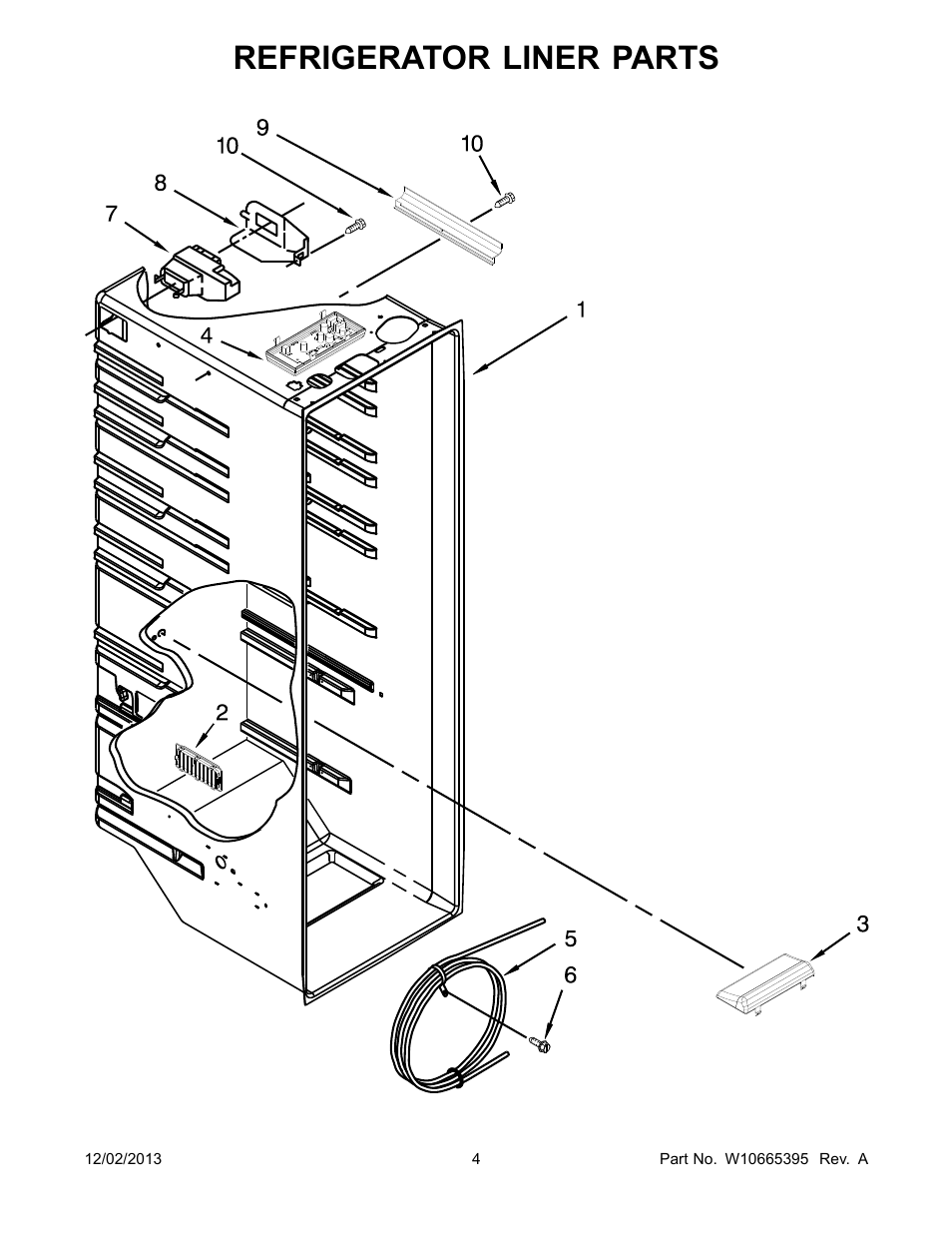 Refrigerator liner, Refrigerator liner parts | Whirlpool WRS322FDAM User Manual | Page 4 / 26