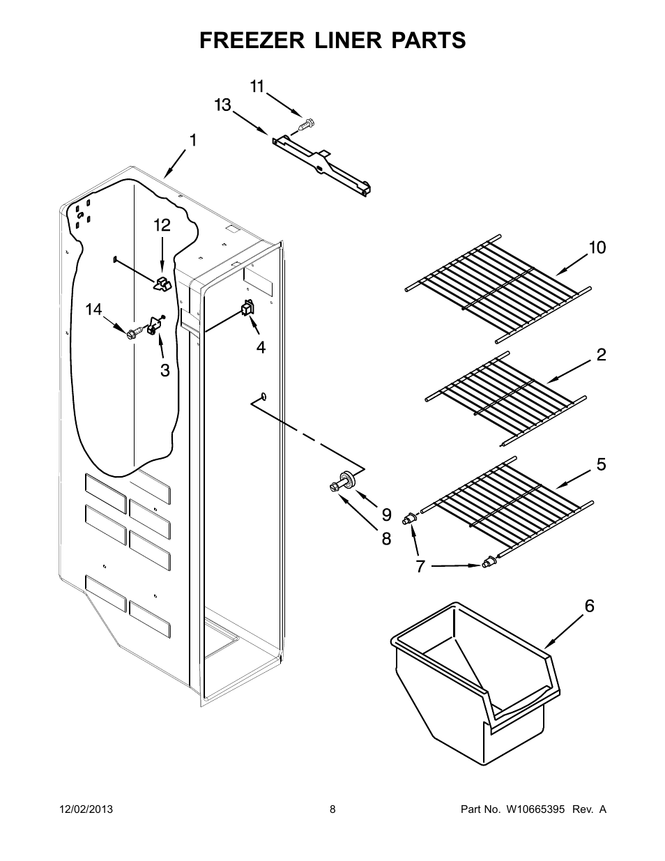 Freezer liner, Freezer liner parts | Whirlpool WRS322FDAM User Manual | Page 8 / 26