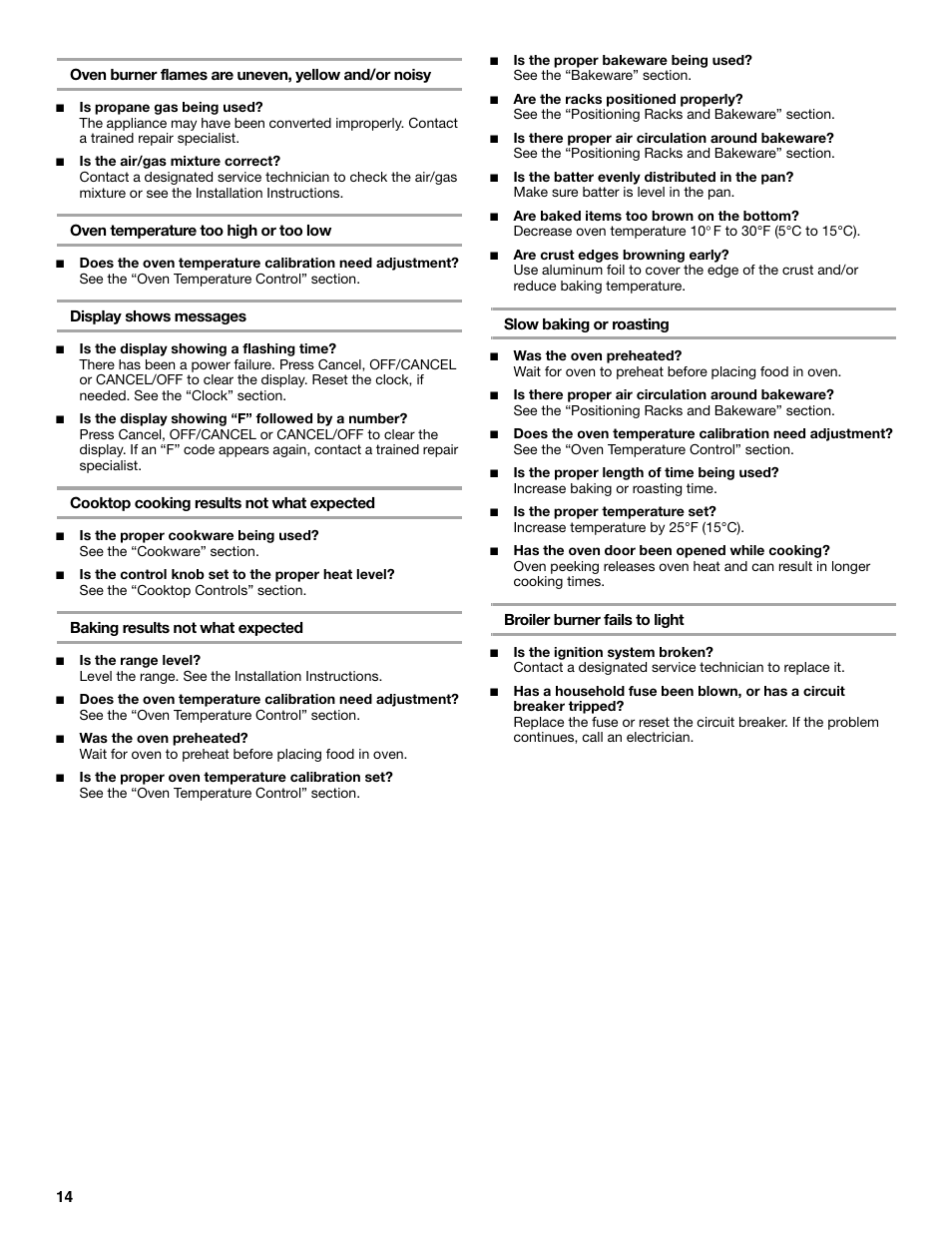 Whirlpool WFG320M0BS User Manual | Page 14 / 16