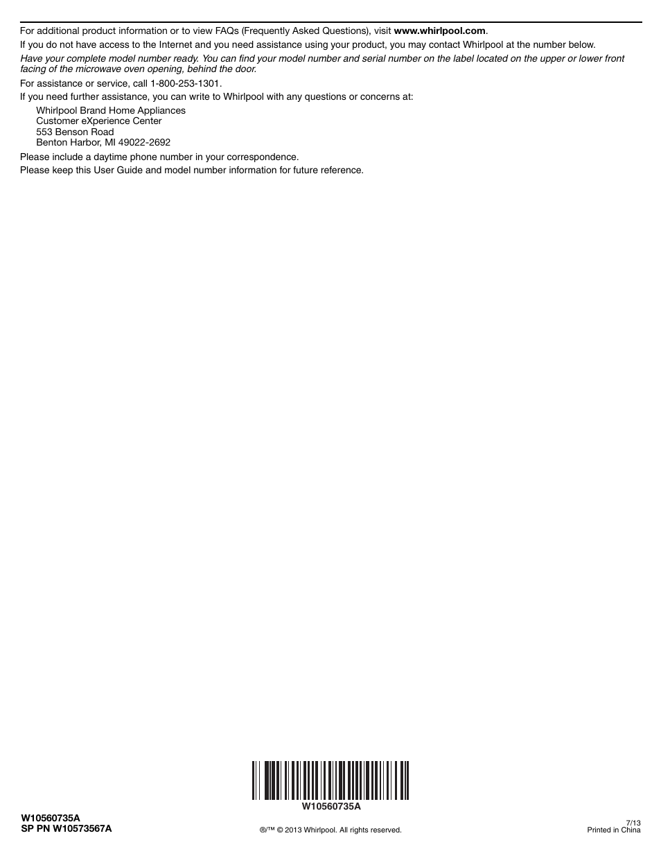 Whirlpool WMH73521CS User Manual | Page 2 / 2