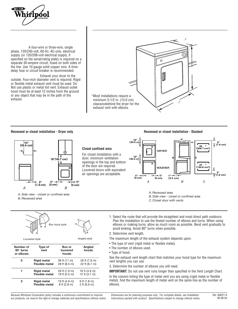 Whirlpool LER3622PQ User Manual | 1 page