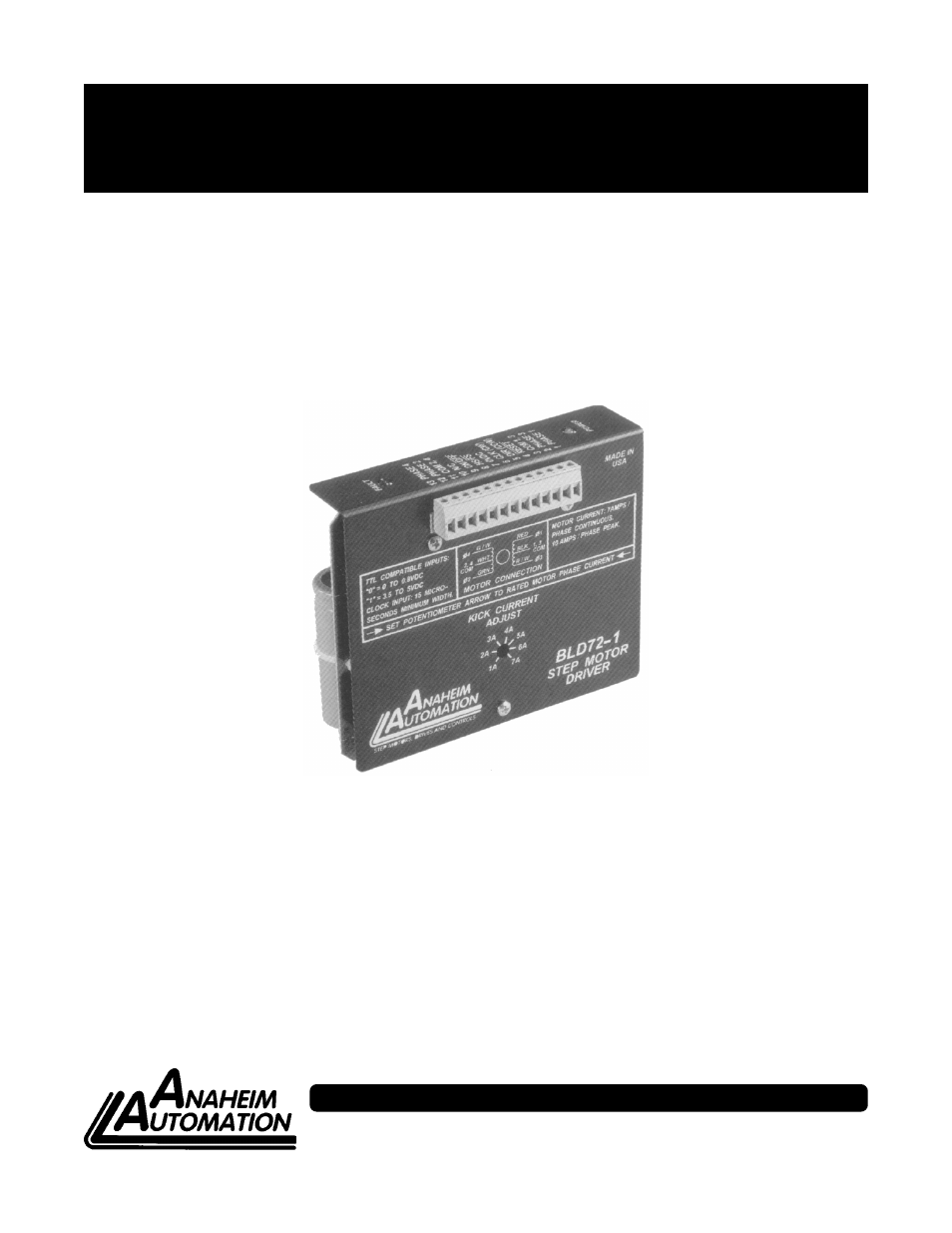 Anaheim Bilevel Step Motor Driver BLD72 User Manual | 12 pages