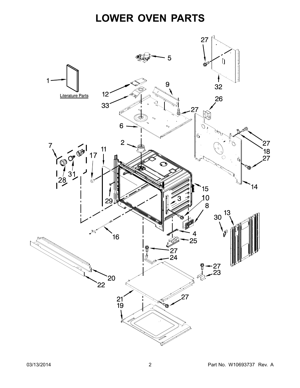 Lower oven parts | Whirlpool WOD51EC0AS User Manual | Page 2 / 14