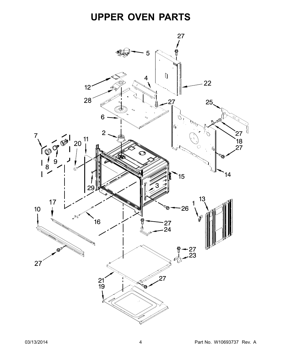 Upper oven parts | Whirlpool WOD51EC0AS User Manual | Page 4 / 14