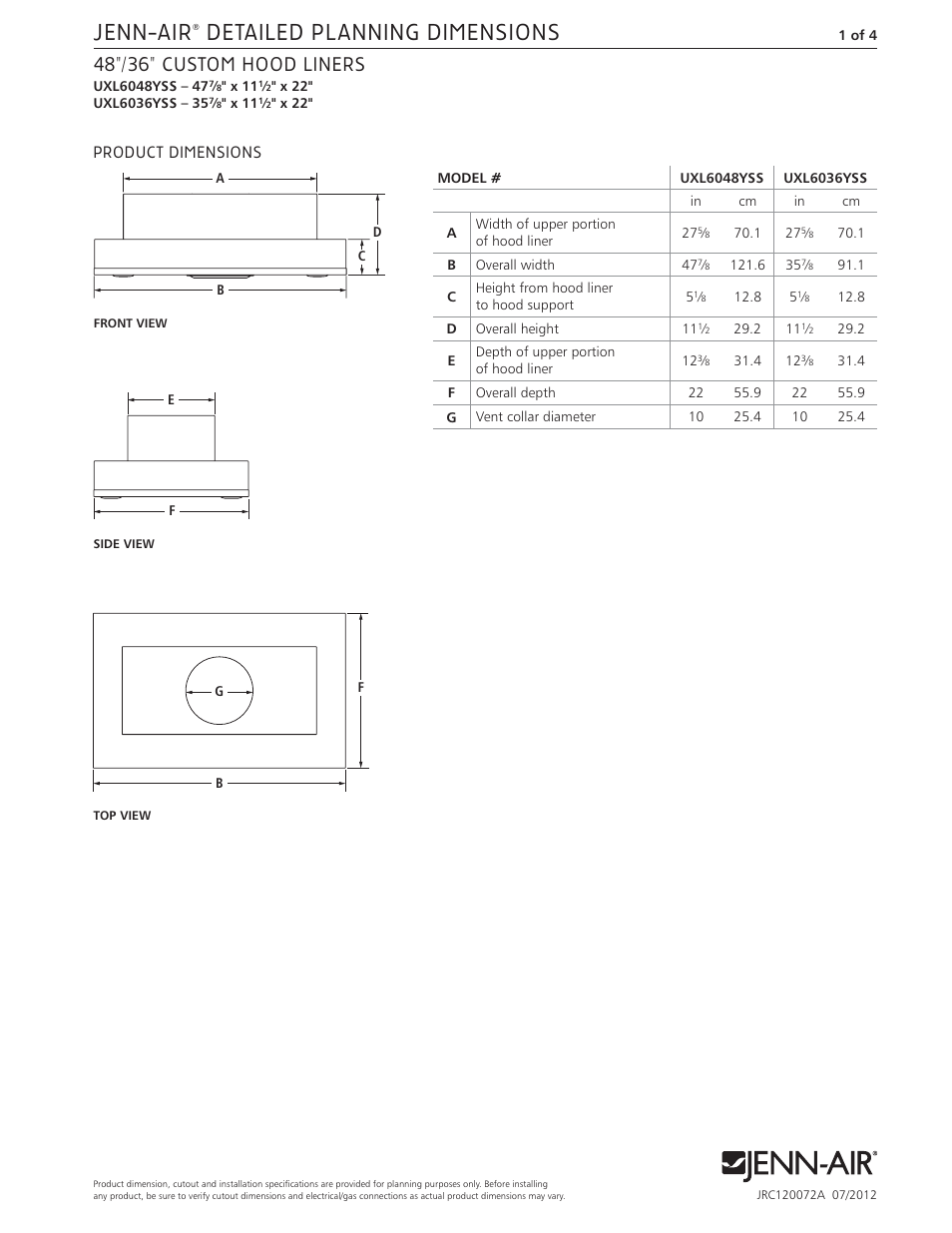 Whirlpool UXL6036YSS User Manual | 4 pages