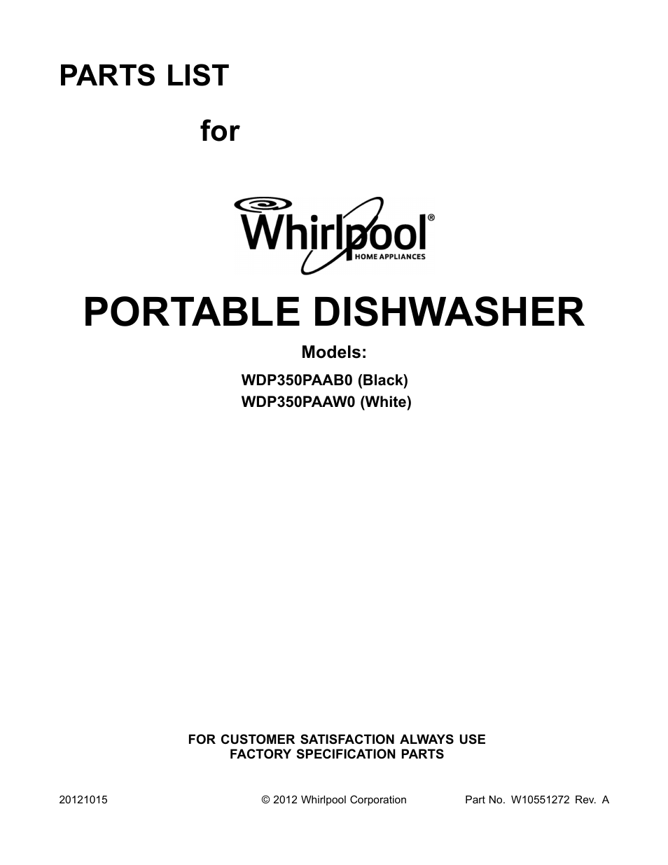 Whirlpool WDP350PAAB User Manual | 26 pages