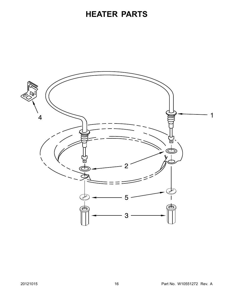Heater, Heater parts | Whirlpool WDP350PAAB User Manual | Page 16 / 26