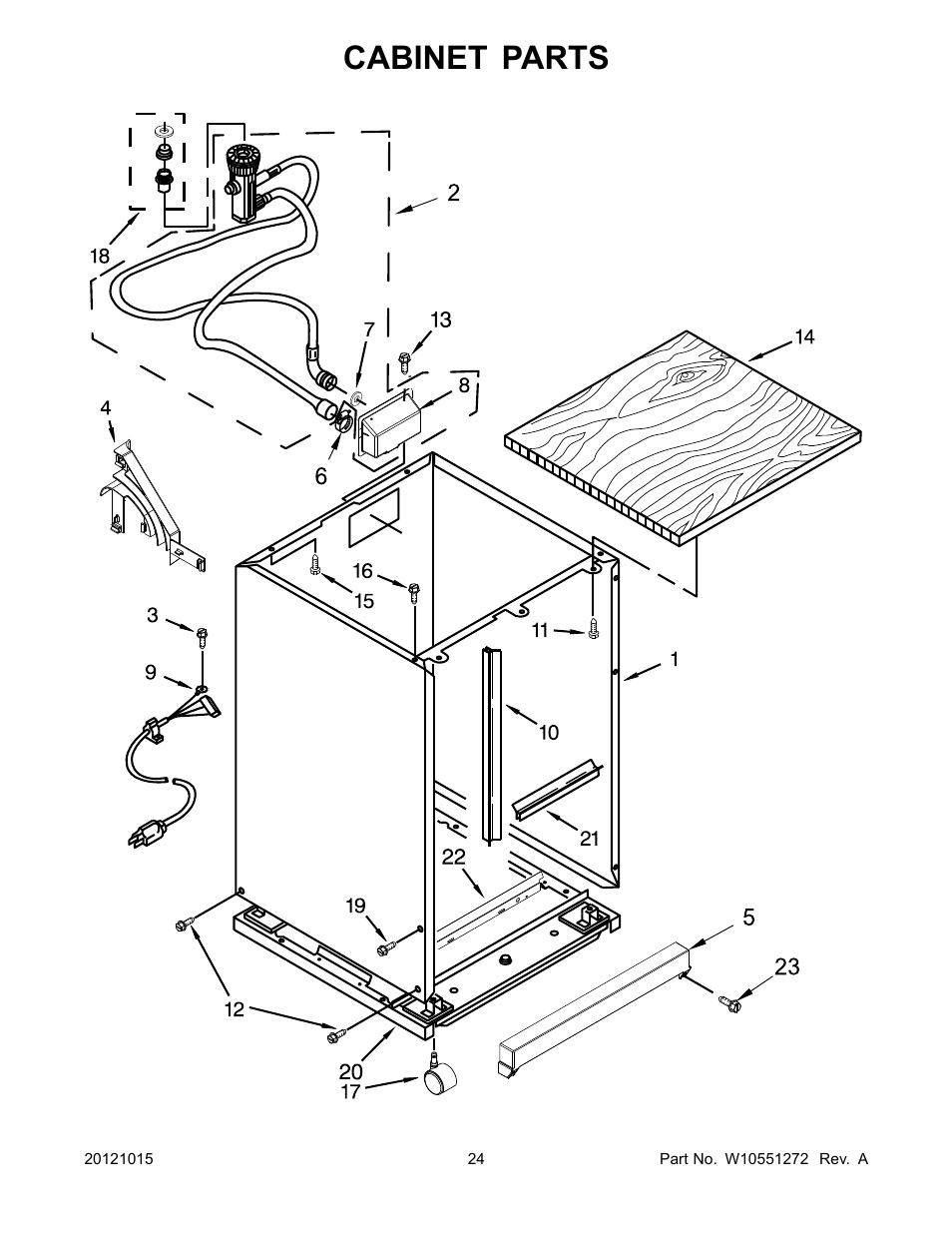 Cabinet, Cabinet parts | Whirlpool WDP350PAAB User Manual | Page 24 / 26