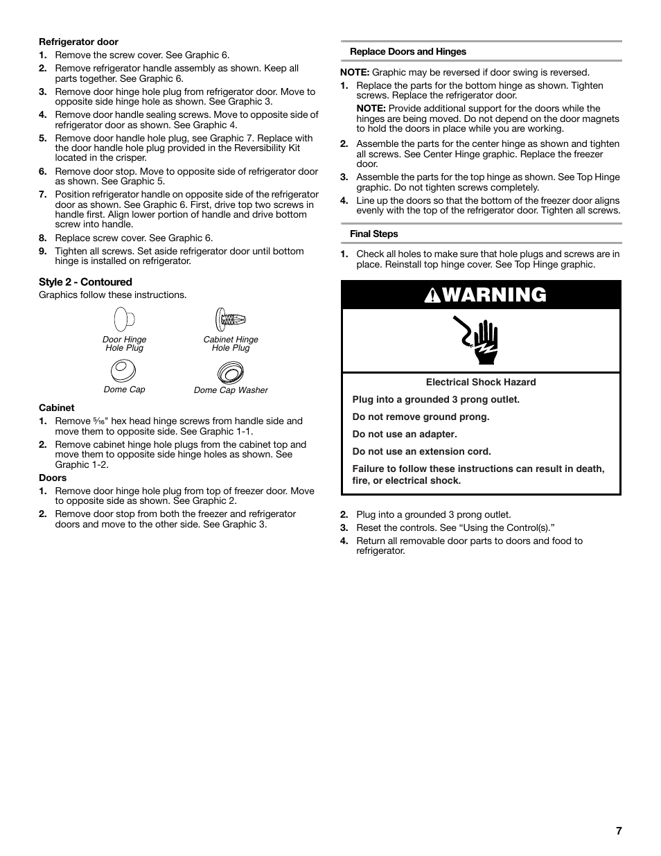 Warning | Whirlpool WRT106TFDW User Manual | Page 7 / 56