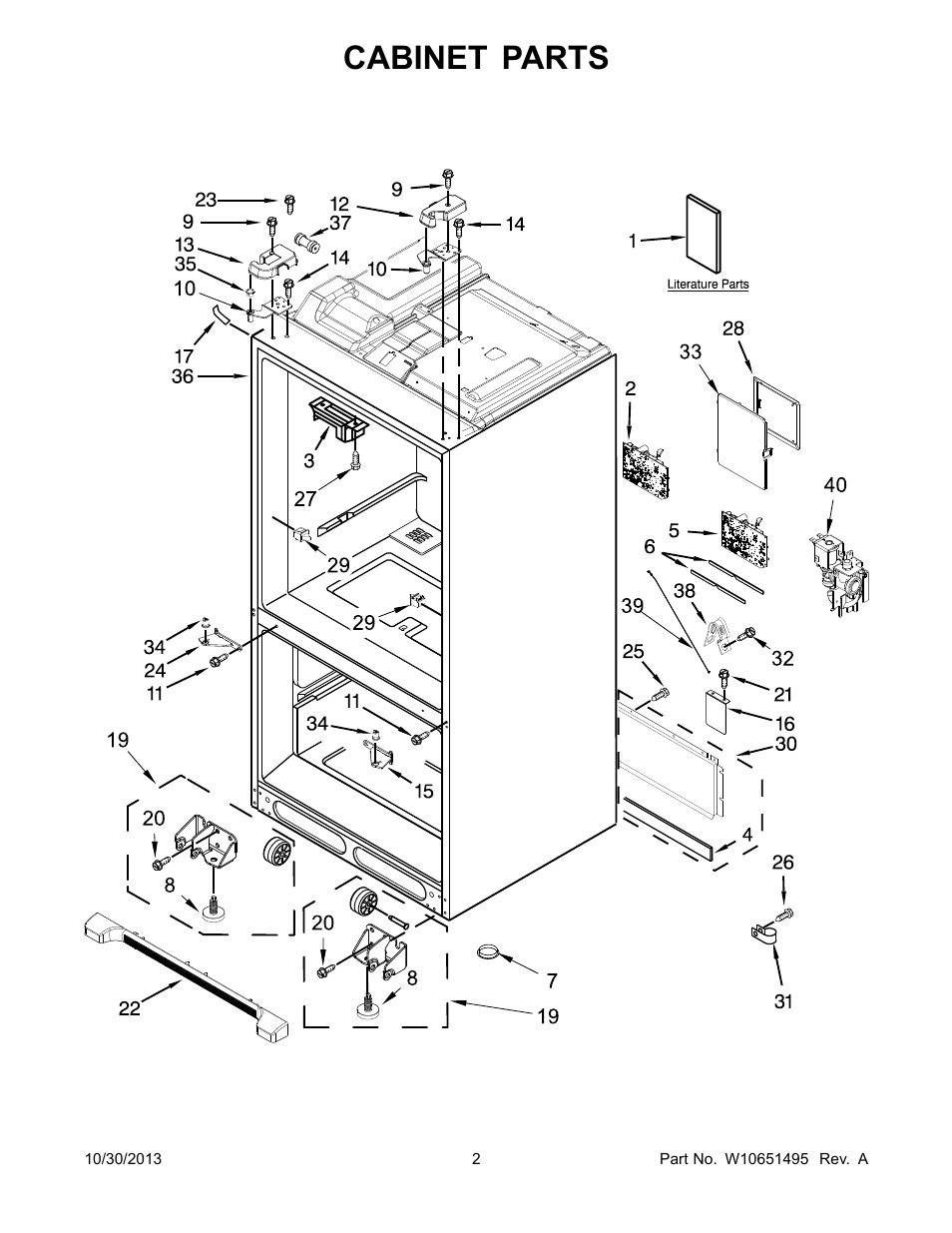 Cabinet, Cabinet parts | Whirlpool WRF736SDAM User Manual | Page 2 / 22