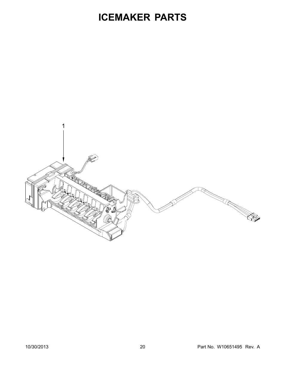 Icemaker, Icemaker parts | Whirlpool WRF736SDAM User Manual | Page 20 / 22