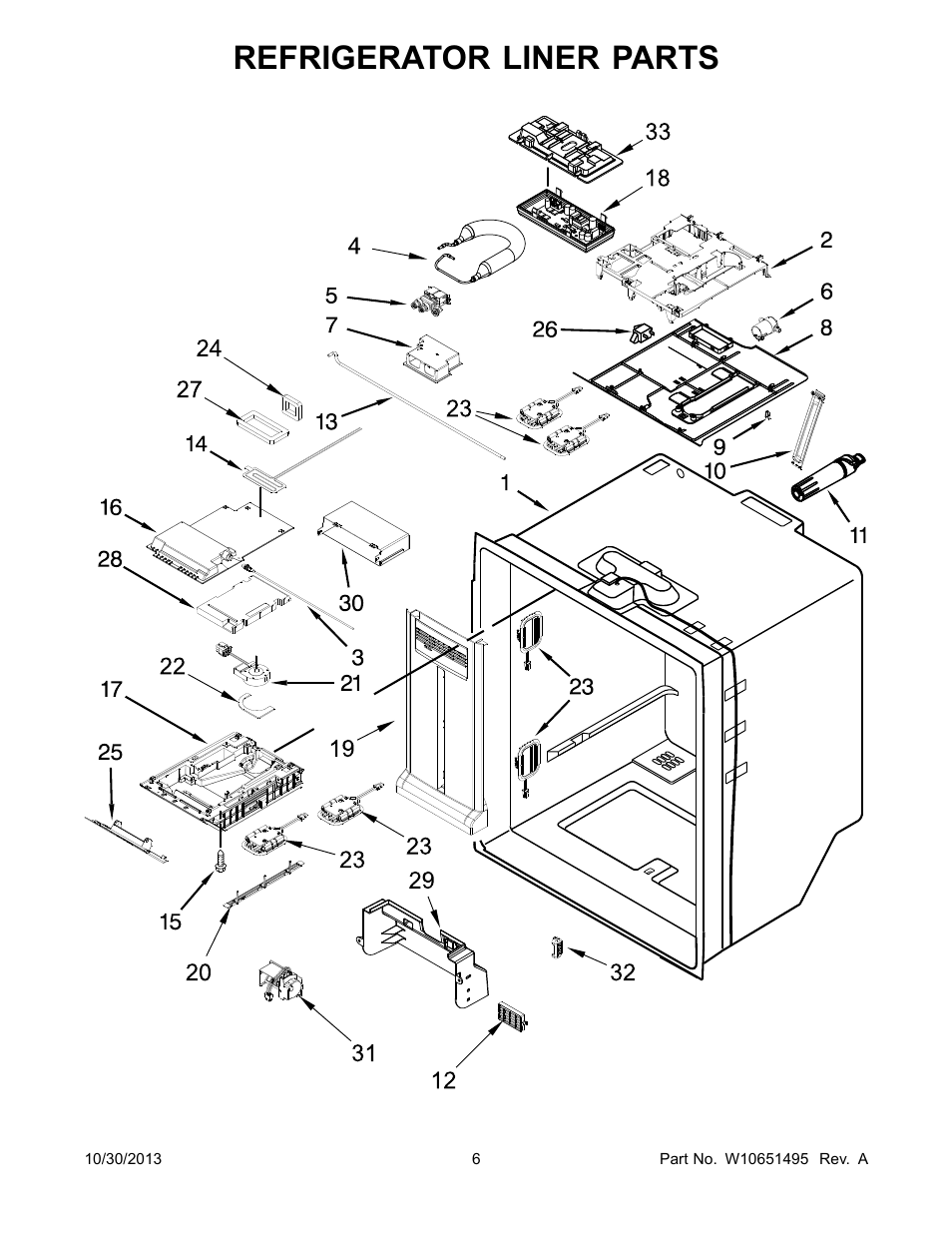 Refrigerator liner, Refrigerator liner parts | Whirlpool WRF736SDAM User Manual | Page 6 / 22