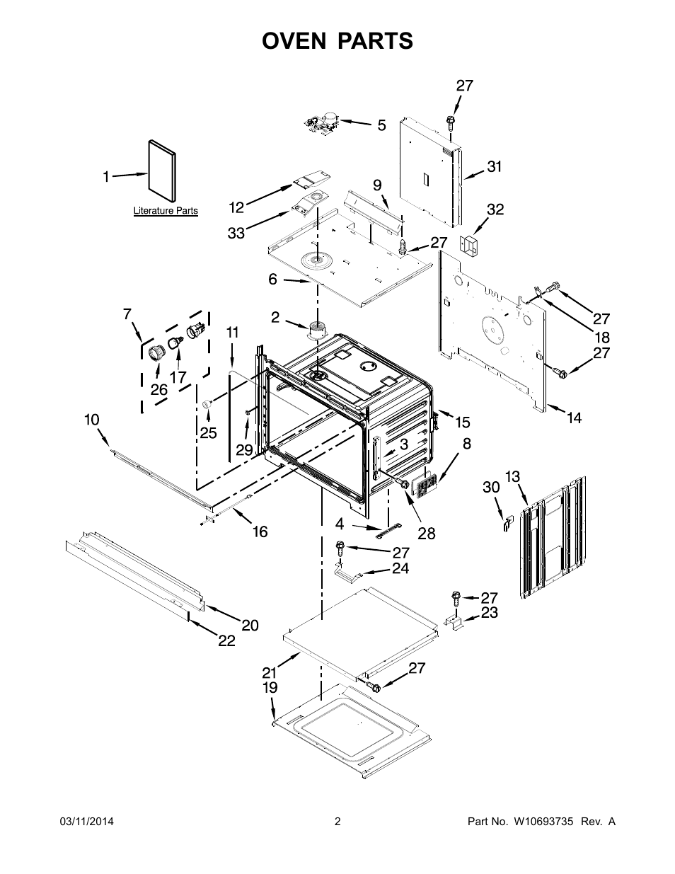 Oven, Oven parts | Whirlpool WOS51EC7AS User Manual | Page 2 / 10