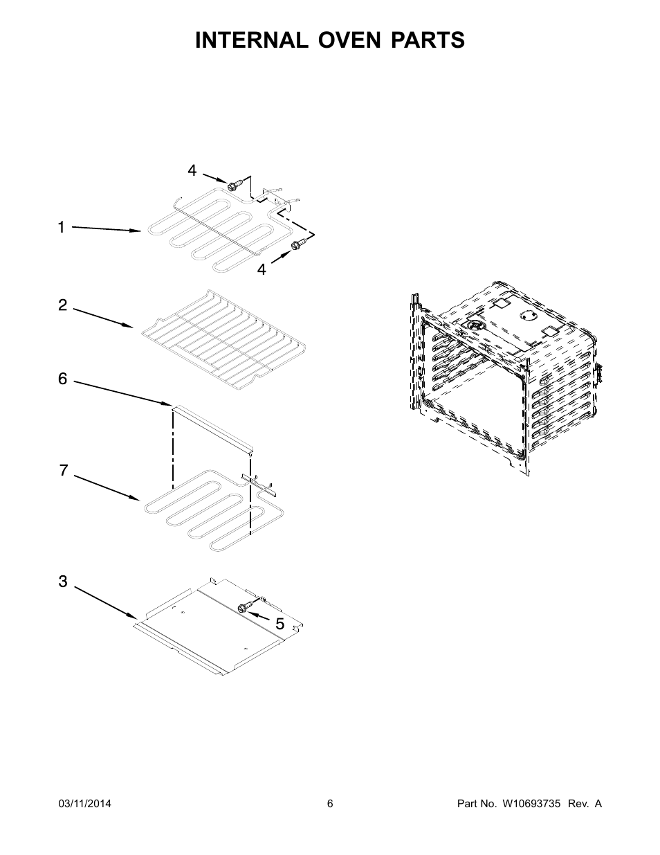 Internal oven, Internal oven parts | Whirlpool WOS51EC7AS User Manual | Page 6 / 10